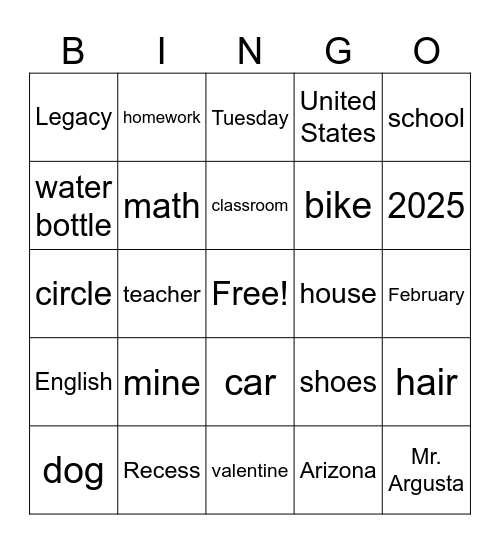EL Bingo Card