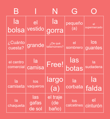 LA ROPA Bingo Card
