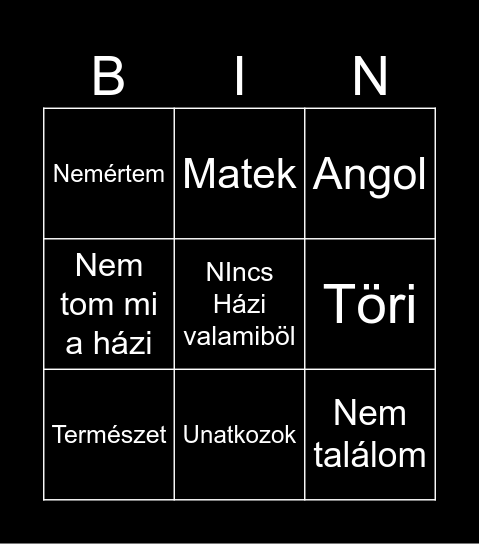 Suli Bingo Card