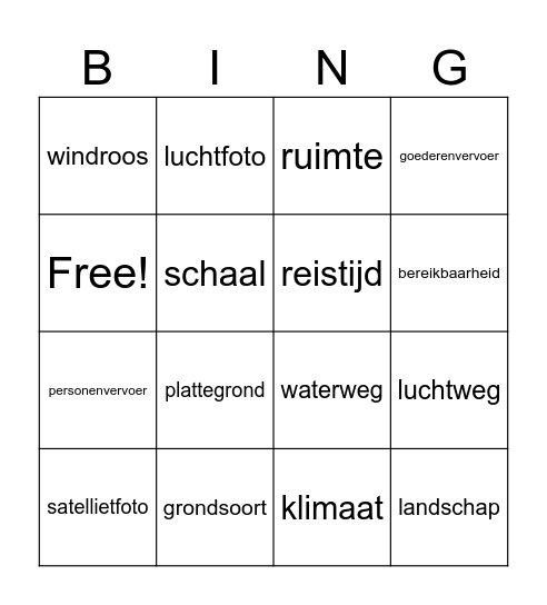 Dorp, stad en platteland Bingo Card