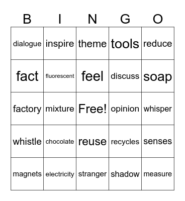 Spelling Words Bingo Card