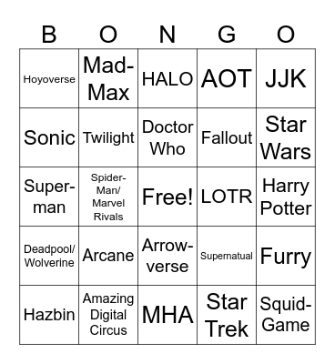 Untitled Bongo Bingo Card