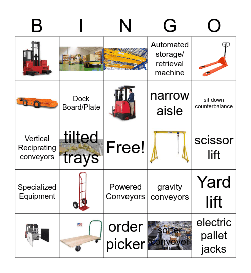 Material handling Equipment Bingo Card