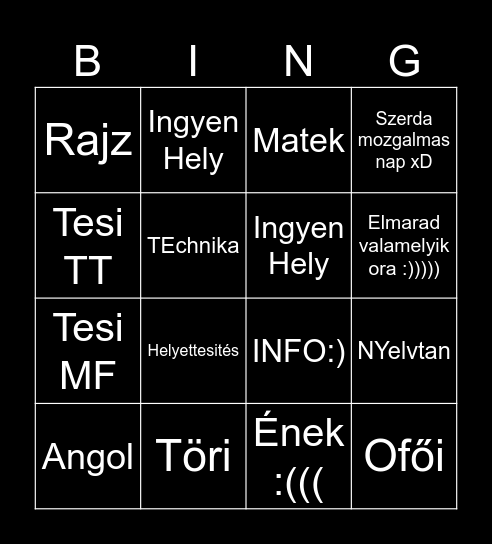Suli Bingo Card