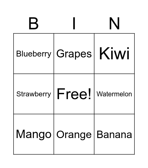 Fruits TCEA 25 Bingo Card