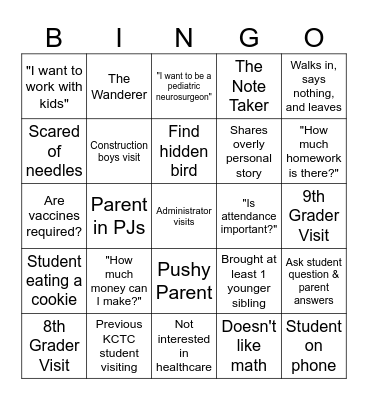 Open House BINGO Card