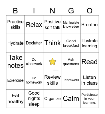 Before the Test Bingo Card