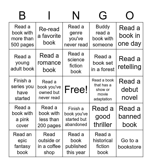 My 2025 Book Bingo Card