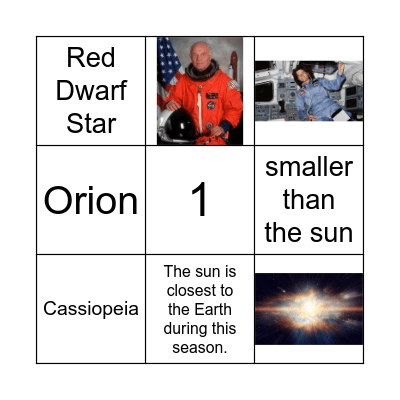 Astronaut Bingo Card