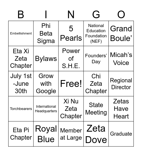 Zingo Bingo Card