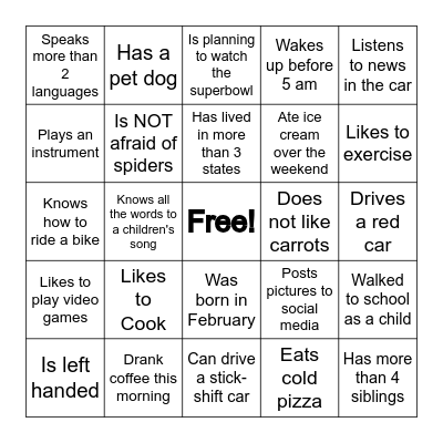 Find Someone Who... Bingo Card