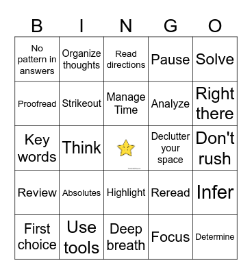 During the Test Bingo Card