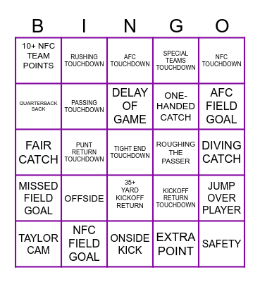 2025 CSC Super Bowl Bingo Card