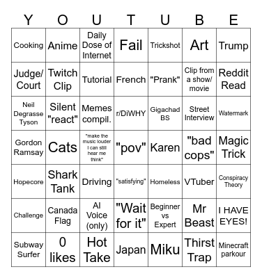 Aruchi Usui's YouTube Shorts 7x7 Bingo Card