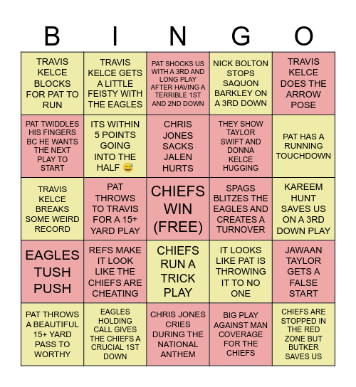 SUPER BOWL BINGO Card