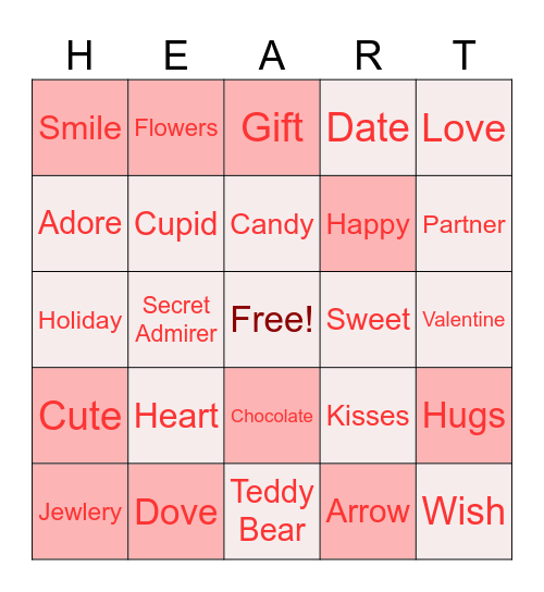 Valentine's Bingo Card