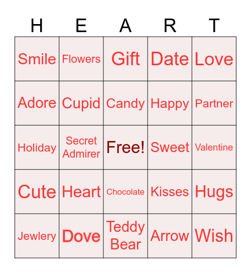 Valentine's Bingo Card