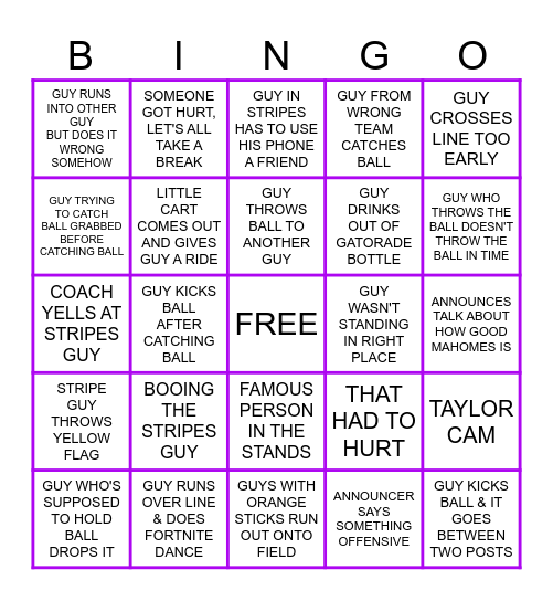 CSC 2025 Super bowl bingo for those who know nothing Bingo Card
