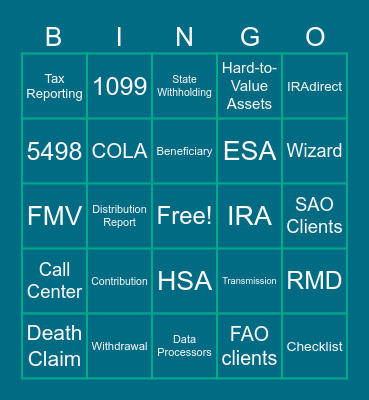 Ascensus Bingo Card