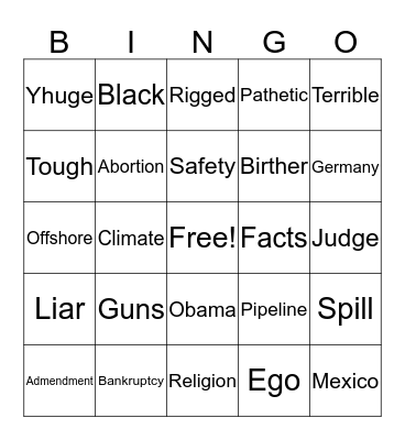 Debate Bingo Card