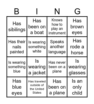 Find Someone Who.... Bingo Card