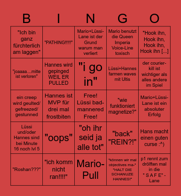 Die Jungs Spielen Dota Bingo Card