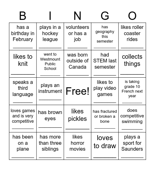 Someone who... Bingo Card