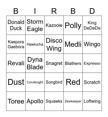 Birdor Round 1 (Bird Up!) Bingo Card