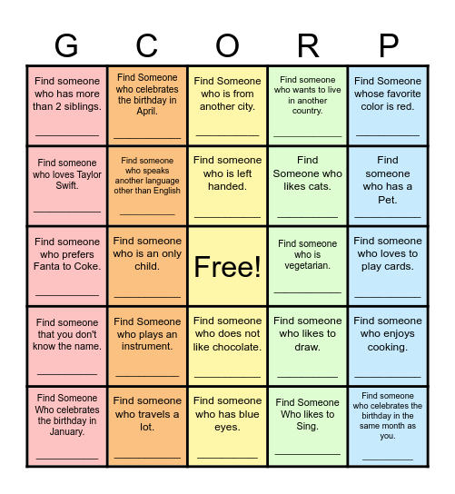 Find Someone Who... Bingo Card