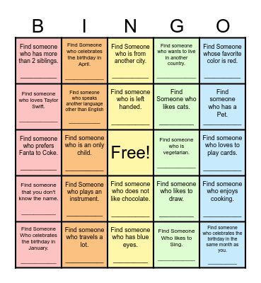 Find Someone Who... Bingo Card