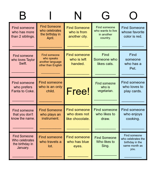 Find Someone Who... Bingo Card