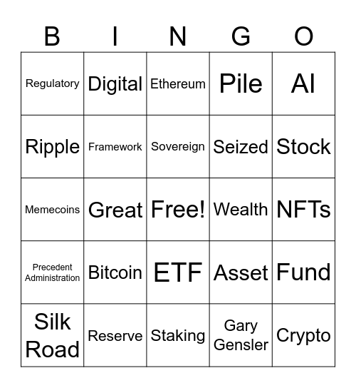 Sacks, Crypto Czar, Press Conf #1 - BINGO Card