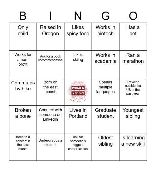 Networking 101 Bingo Card