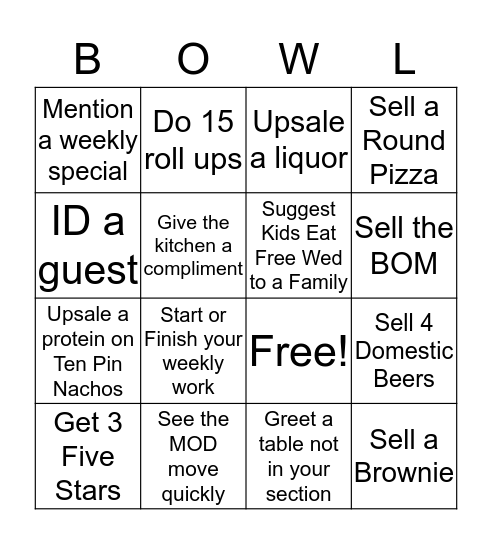 !Tavern Bingo! Bingo Card