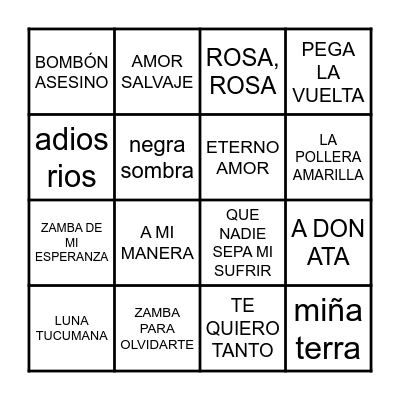 BINGO MUSICAL Bingo Card