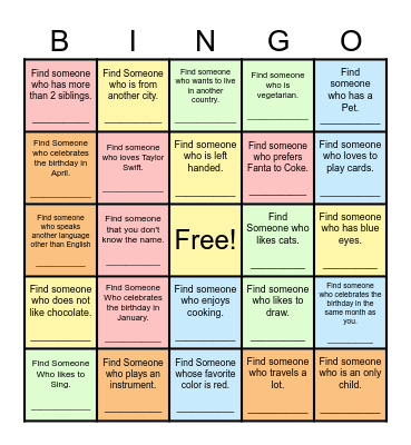 Find Someone Who... Bingo Card