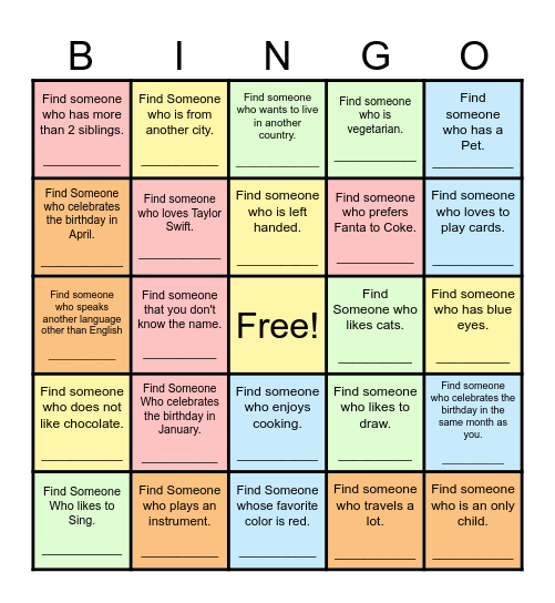 Find Someone Who... Bingo Card