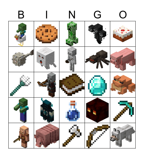 Minecraft Bingo Card
