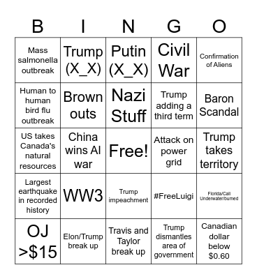 2025 Bingo Card