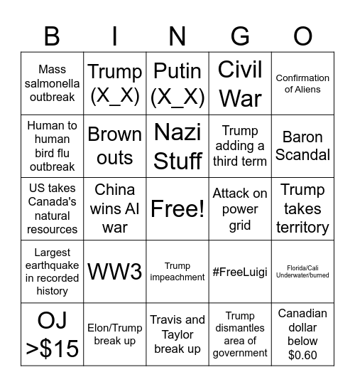 2025 Bingo Card