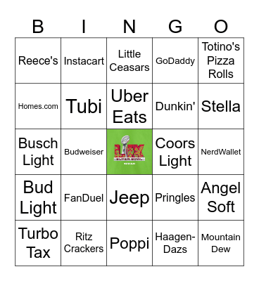 Super Bowl LIX Commercial Bingo Card