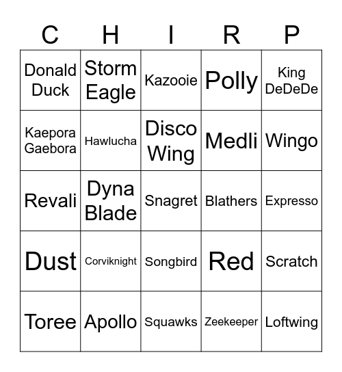 Raheeeeeeen's Video Game Birds Bingo [Round 2] Bingo Card