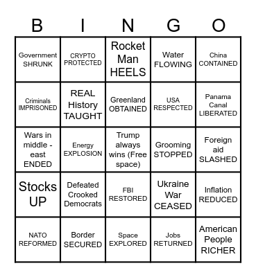 Trump Wins Bingo Card