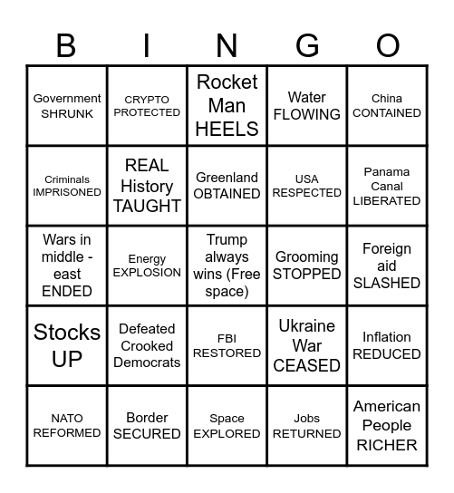 Trump Wins Bingo Card