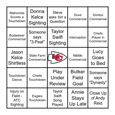 Super Bowl Bingo: Hawkins/Shuck/Rice Edition Bingo Card