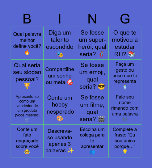 QUEM SOU? Bingo Card