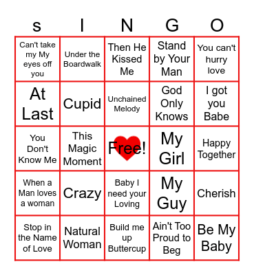 Valentine's Day Bingo Card