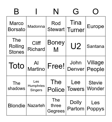 Muziek bingo Card