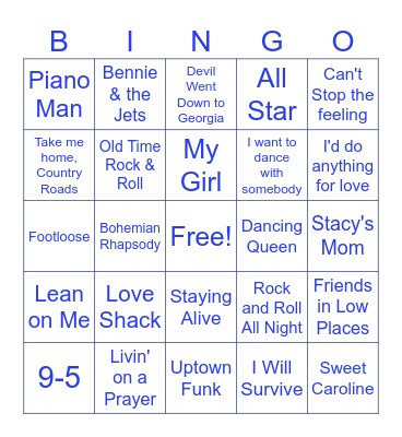 Sing-a-long Bingo Card