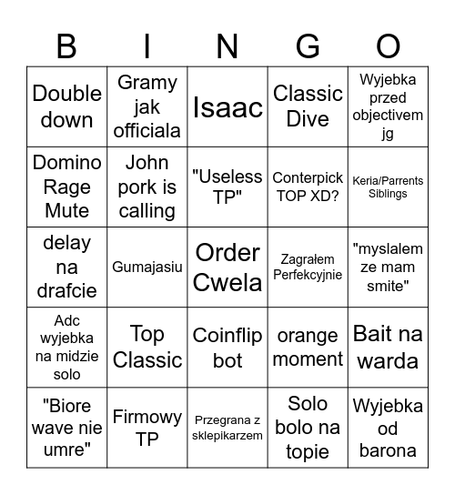Babucha Team Bingo Card